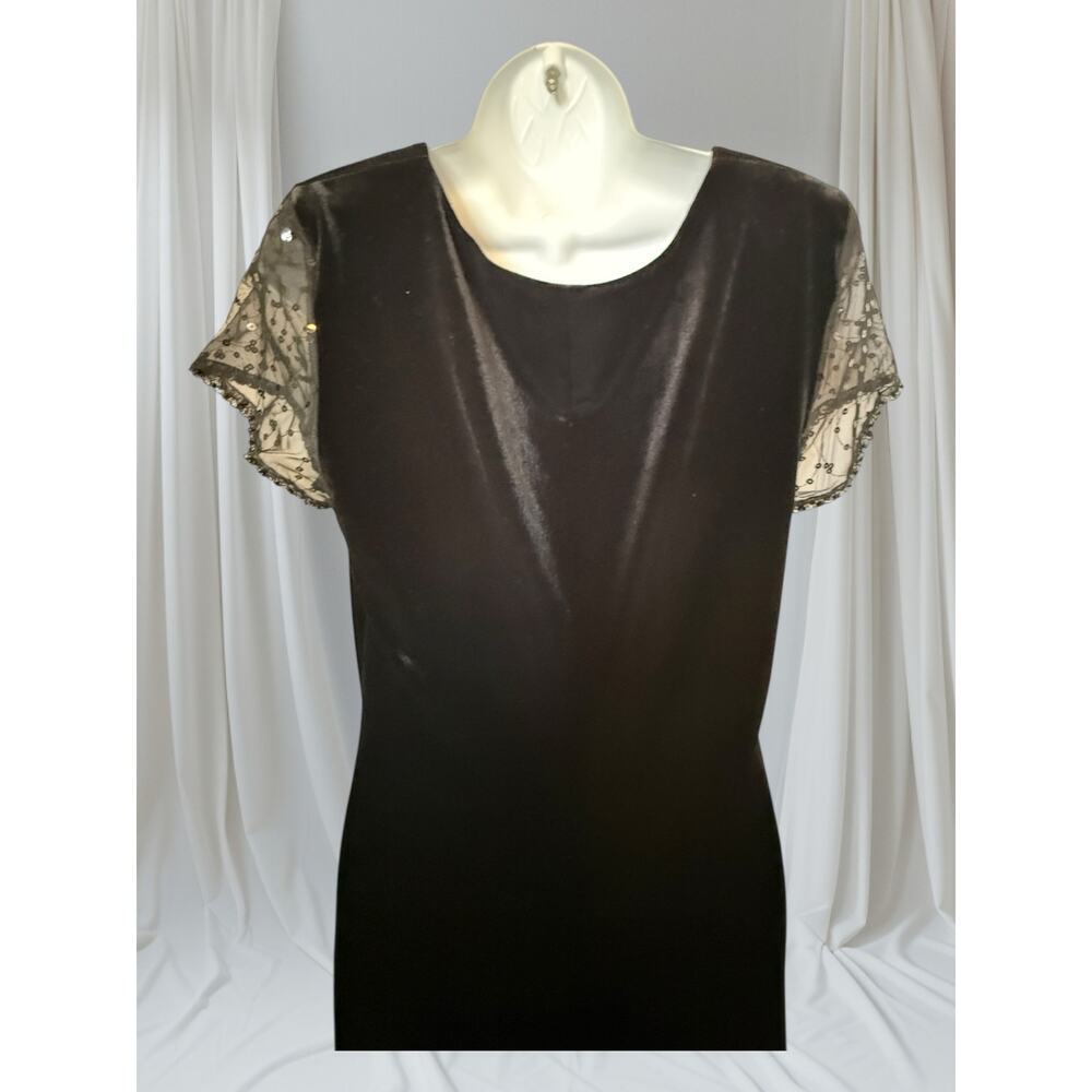 Vintage Sheri Martin NY Black Velvet & Sequin Dress - Size 12150 - Picture 8 of 9